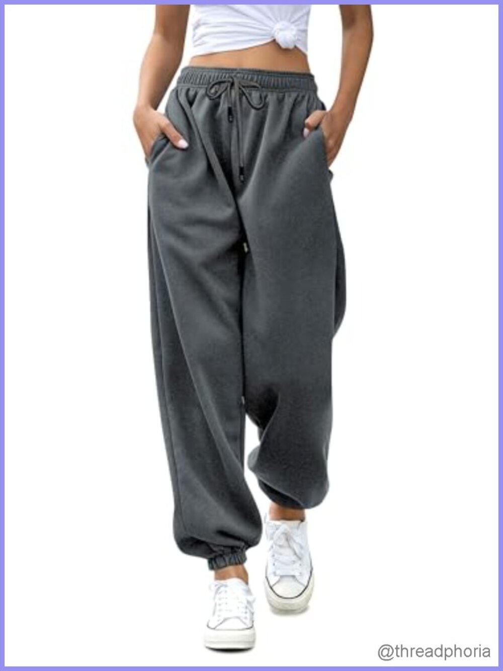 Women's Cotton Blend High Waisted Drawstring Sweatpants with Pockets Joggers